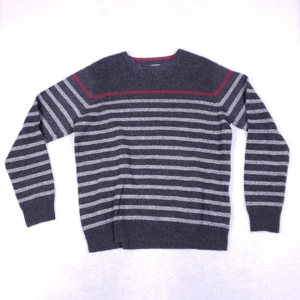 Urban Pipeline Crewneck Striped Sweater XXL Gray Red Wool Blend Minimalist Warm